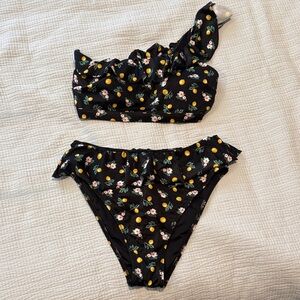 Victoria's Secret High Waist One Shoulder Lemon Print Bikini